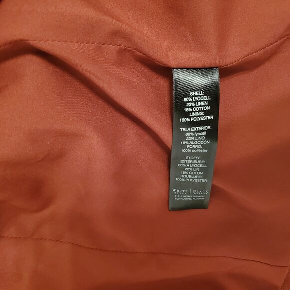 White House Black Market Women's Blazer Size 4 Rust Orange Cotton Linen Jacket - Picture 11 of 12